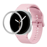 Lünette mit rautenförmiger Struktur und einfarbiges, genähtes Silikonarmband, für Samsung Galaxy Watch8 44 mm und 40 mm