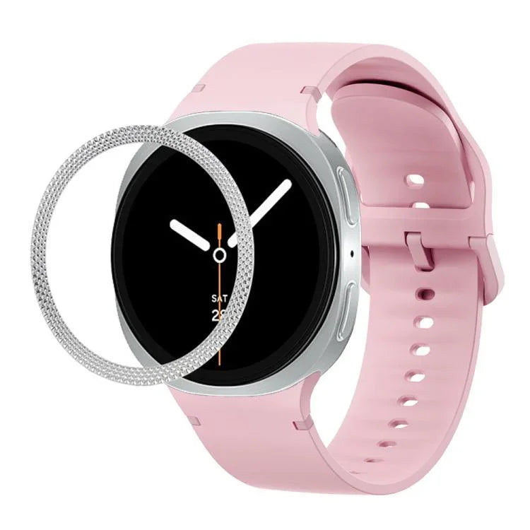 Lünette mit rautenförmiger Struktur und einfarbiges, genähtes Silikonarmband, für Samsung Galaxy Watch8 44 mm und 40 mm