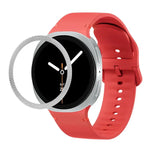 Lünette mit rautenförmiger Struktur und einfarbiges, genähtes Silikonarmband, für Samsung Galaxy Watch8 44 mm und 40 mm