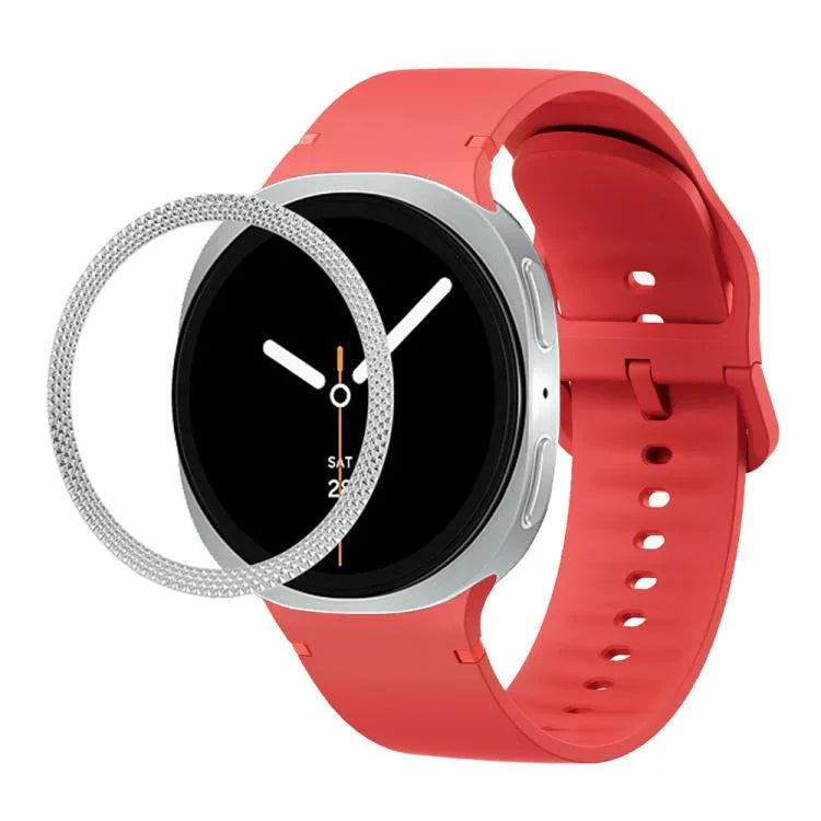 Lünette mit rautenförmiger Struktur und einfarbiges, genähtes Silikonarmband, für Samsung Galaxy Watch8 44 mm und 40 mm