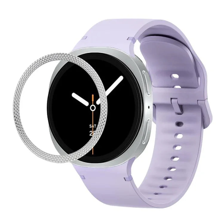 Lünette mit rautenförmiger Struktur und einfarbiges, genähtes Silikonarmband, für Samsung Galaxy Watch8 44 mm und 40 mm