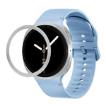 Lünette mit rautenförmiger Struktur und einfarbiges, genähtes Silikonarmband, für Samsung Galaxy Watch8 44 mm und 40 mm