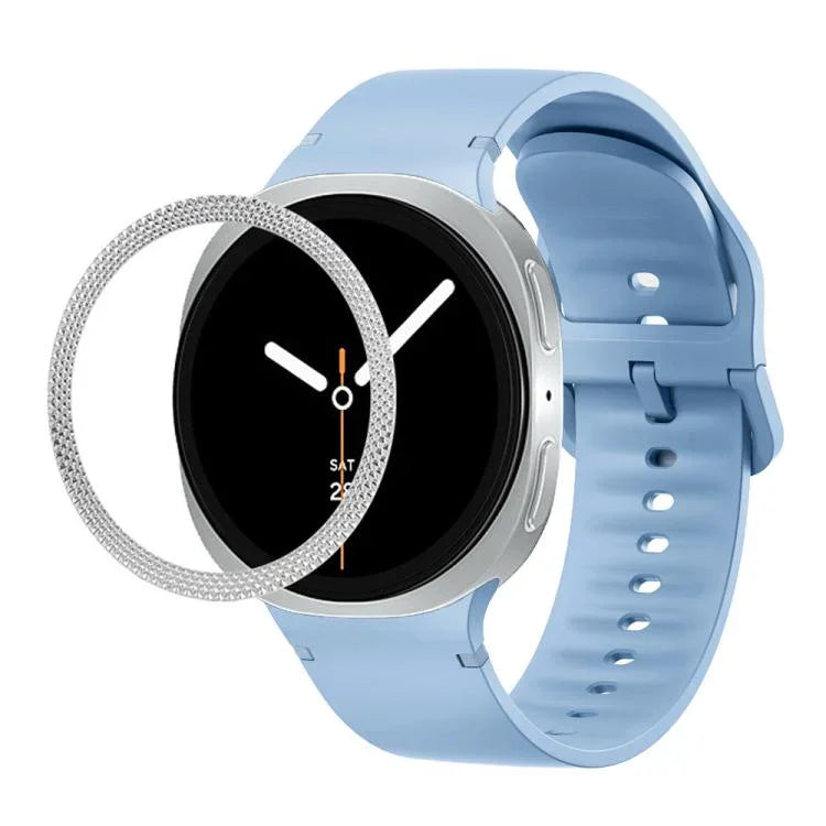 Lünette mit rautenförmiger Struktur und einfarbiges, genähtes Silikonarmband, für Samsung Galaxy Watch8 44 mm und 40 mm