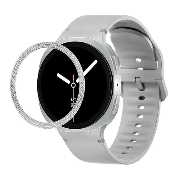 Lünette mit rautenförmiger Struktur und einfarbiges, genähtes Silikonarmband, für Samsung Galaxy Watch8 44 mm und 40 mm