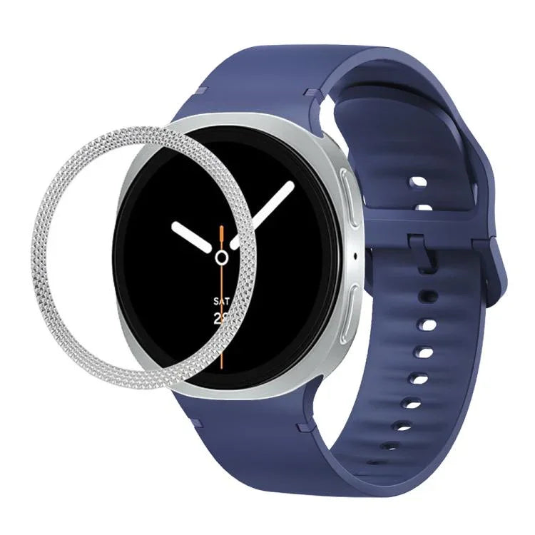 Lünette mit rautenförmiger Struktur und einfarbiges, genähtes Silikonarmband, für Samsung Galaxy Watch8 44 mm und 40 mm