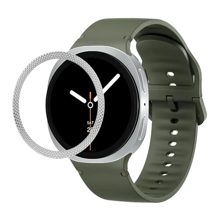 Lünette mit rautenförmiger Struktur und einfarbiges, genähtes Silikonarmband, für Samsung Galaxy Watch8 44 mm und 40 mm