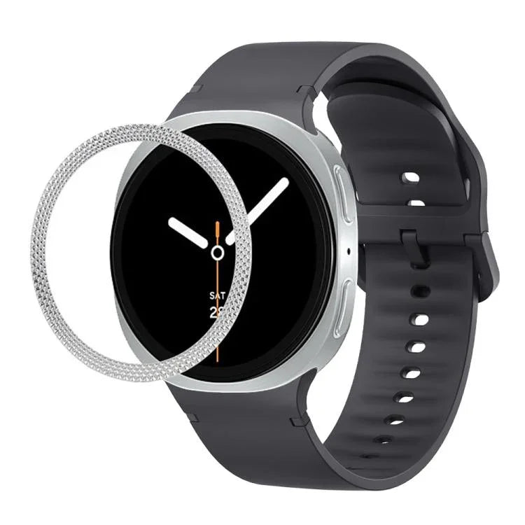 Lünette mit rautenförmiger Struktur und einfarbiges, genähtes Silikonarmband, für Samsung Galaxy Watch8 44 mm und 40 mm