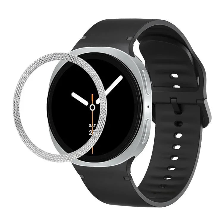 Lünette mit rautenförmiger Struktur und einfarbiges, genähtes Silikonarmband, für Samsung Galaxy Watch8 44 mm und 40 mm