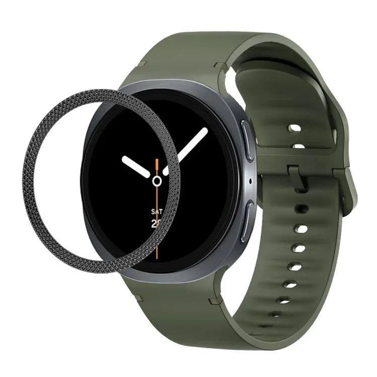 Lünette mit rautenförmiger Struktur und einfarbiges, genähtes Silikonarmband, für Samsung Galaxy Watch8 44 mm und 40 mm