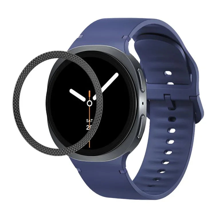 Lünette mit rautenförmiger Struktur und einfarbiges, genähtes Silikonarmband, für Samsung Galaxy Watch8 44 mm und 40 mm