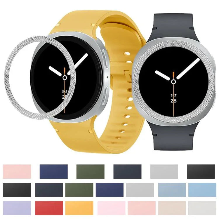 Lünette mit rautenförmiger Struktur und einfarbiges, genähtes Silikonarmband, für Samsung Galaxy Watch8 44 mm und 40 mm