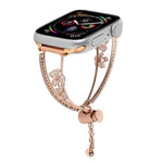 Armband mit fünfblättriger Blume und Zirkonia-Einlage aus Kupfer, passend für Apple Watch 46 mm / 49 mm / 45 mm / 44 mm und 42 mm / 41 mm / 40 mm / 38 mm