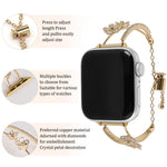 Armband mit fünfblättriger Blume und Zirkonia-Einlage aus Kupfer, passend für Apple Watch 46 mm / 49 mm / 45 mm / 44 mm und 42 mm / 41 mm / 40 mm / 38 mm