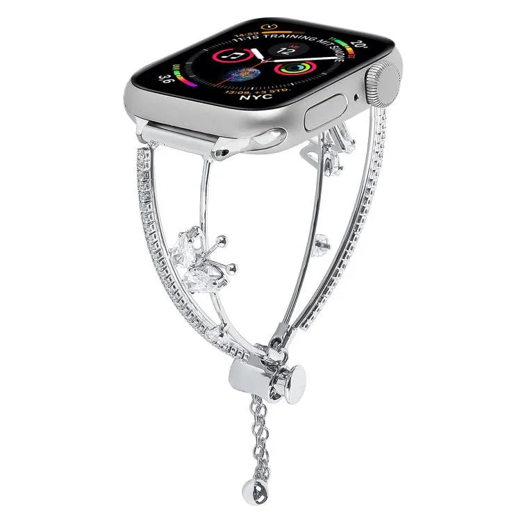 Kupferintarsien-Schmetterlingsarmband mit Zirkonia, passend für Apple Watch 46 mm / 49 mm / 45 mm / 44 mm und 42 mm / 41 mm / 40 mm / 38 mm