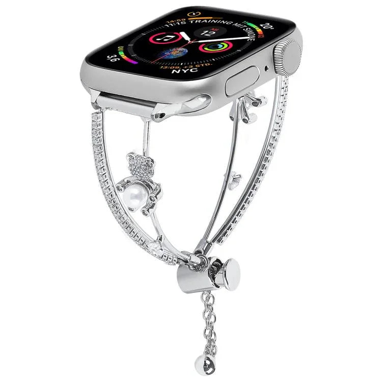 Kupferintarsien-Armband mit Bärenmotiv und Zirkonia, passend für Apple Watch 46 mm / 49 mm / 45 mm / 44 mm und 42 mm / 41 mm / 40 mm / 38 mm