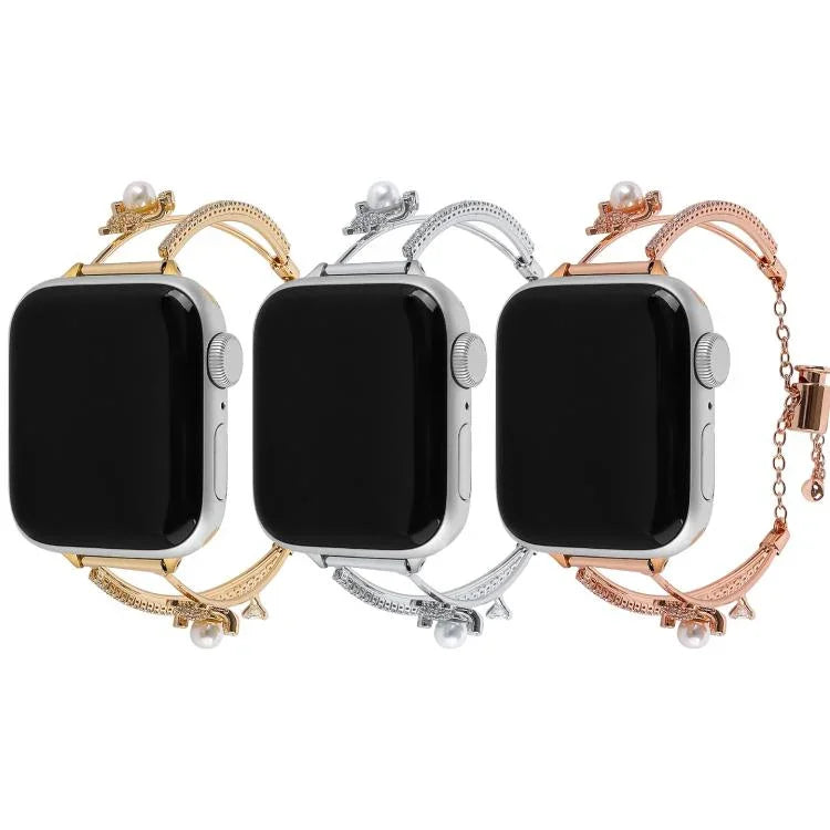Kupferintarsien-Armband mit Bärenmotiv und Zirkonia, passend für Apple Watch 46 mm / 49 mm / 45 mm / 44 mm und 42 mm / 41 mm / 40 mm / 38 mm