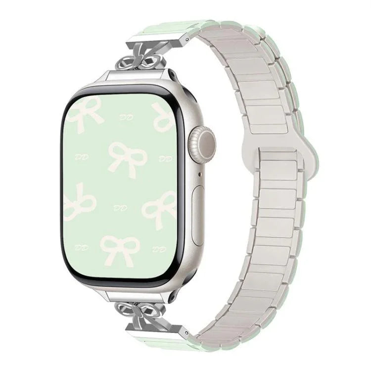 Schmale, magnetische Silikon-Uhrenarmbänder mit Schleife, passend für Apple Watch 46 mm / 49 mm / 45 mm / 44 mm und 42 mm / 41 mm / 40 mm / 38 mm