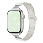 Schmale, magnetische Silikon-Uhrenarmbänder mit Schleife, passend für Apple Watch 46 mm / 49 mm / 45 mm / 44 mm und 42 mm / 41 mm / 40 mm / 38 mm