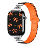 Schmale, magnetische Silikon-Uhrenarmbänder mit Schleife, passend für Apple Watch 46 mm / 49 mm / 45 mm / 44 mm und 42 mm / 41 mm / 40 mm / 38 mm