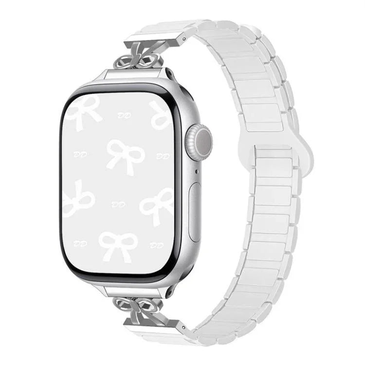Schmale, magnetische Silikon-Uhrenarmbänder mit Schleife, passend für Apple Watch 46 mm / 49 mm / 45 mm / 44 mm und 42 mm / 41 mm / 40 mm / 38 mm