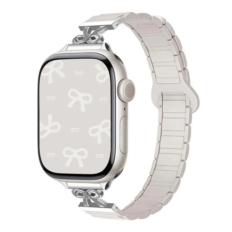 Schmale, magnetische Silikon-Uhrenarmbänder mit Schleife, passend für Apple Watch 46 mm / 49 mm / 45 mm / 44 mm und 42 mm / 41 mm / 40 mm / 38 mm