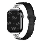 Schmale, magnetische Silikon-Uhrenarmbänder mit Schleife, passend für Apple Watch 46 mm / 49 mm / 45 mm / 44 mm und 42 mm / 41 mm / 40 mm / 38 mm