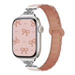 Schmale, magnetische Silikon-Uhrenarmbänder mit Schleife, passend für Apple Watch 46 mm / 49 mm / 45 mm / 44 mm und 42 mm / 41 mm / 40 mm / 38 mm
