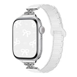 Schmale, magnetische Silikon-Uhrenarmbänder mit Schleife, passend für Apple Watch 46 mm / 49 mm / 45 mm / 44 mm und 42 mm / 41 mm / 40 mm / 38 mm