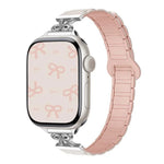 Schmale, magnetische Silikon-Uhrenarmbänder mit Schleife, passend für Apple Watch 46 mm / 49 mm / 45 mm / 44 mm und 42 mm / 41 mm / 40 mm / 38 mm
