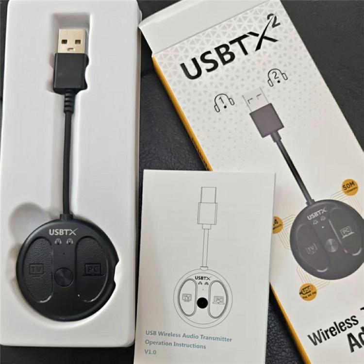 Für TV PC LE524 USB Bluetooth 5.4 Audio Transmitter 50m Reichweite Dual-Verbindungsadapter, LE524