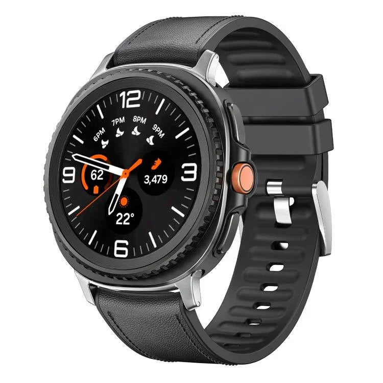 Metal Head Leather Skin Silicone Watch Band, For Samsung Galaxy Watch8 / Watch8 Classic