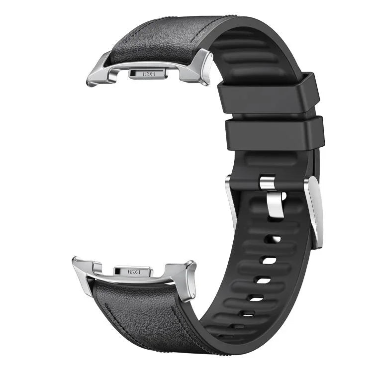 Metal Head Leather Skin Silicone Watch Band, For Samsung Galaxy Watch8 / Watch8 Classic