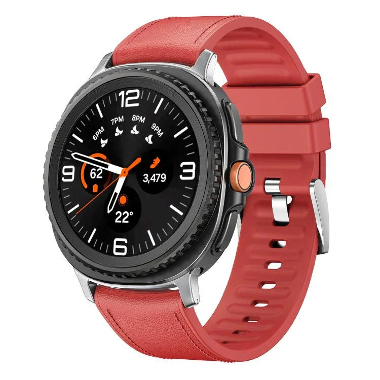 Metal Head Leather Skin Silicone Watch Band, For Samsung Galaxy Watch8 / Watch8 Classic