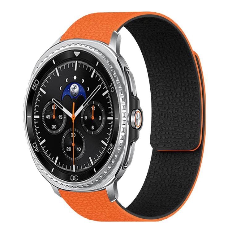 Litschi-Textur Weiches magnetisches Silikon-Uhrenarmband, für Samsung Galaxy Watch Ultra 47mm / Ultra 2025, für Samsung Galaxy Watch8 / 8 Classic