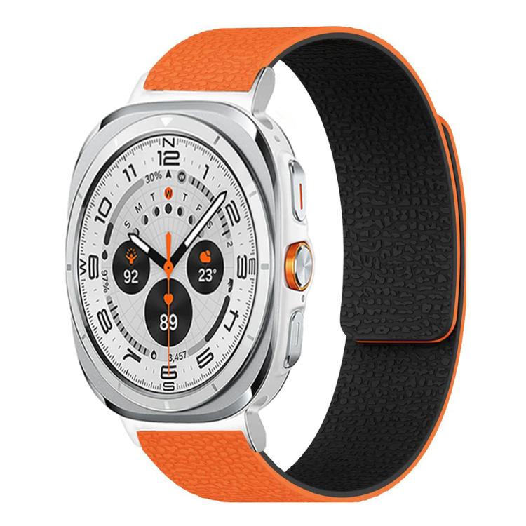 Litschi-Textur Weiches magnetisches Silikon-Uhrenarmband, für Samsung Galaxy Watch Ultra 47mm / Ultra 2025, für Samsung Galaxy Watch8 / 8 Classic