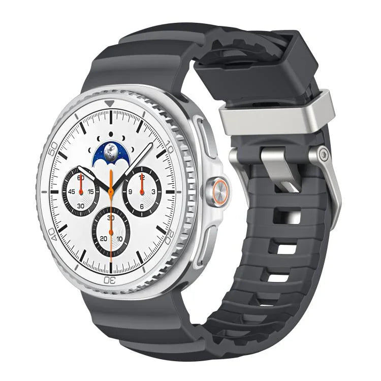 Silbernes Silikon-Uhrenarmband mit Dornschließe, für Samsung Galaxy Watch8 / Watch8 Classic