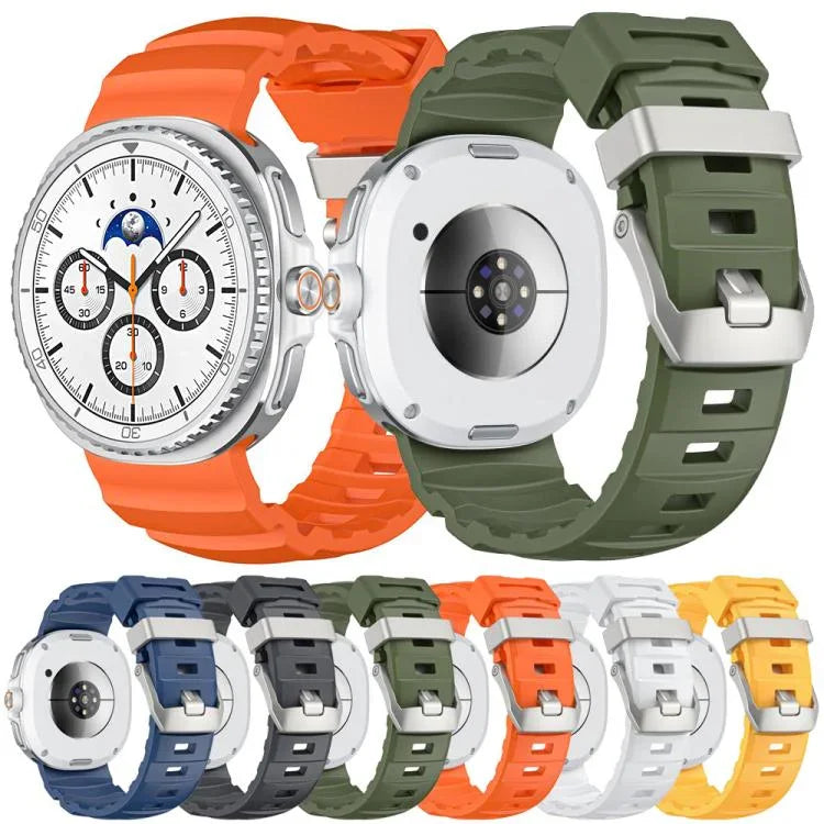 Silbernes Silikon-Uhrenarmband mit Dornschließe, für Samsung Galaxy Watch8 / Watch8 Classic