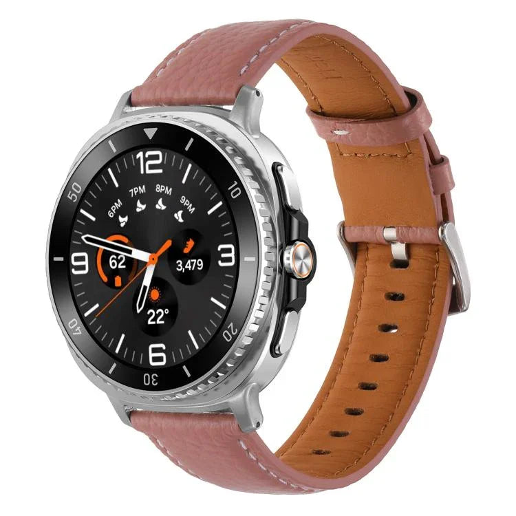 Uhrenarmband aus echtem Leder mit Litschi-Textur, für Samsung Galaxy Watch8 / Watch8 Classic