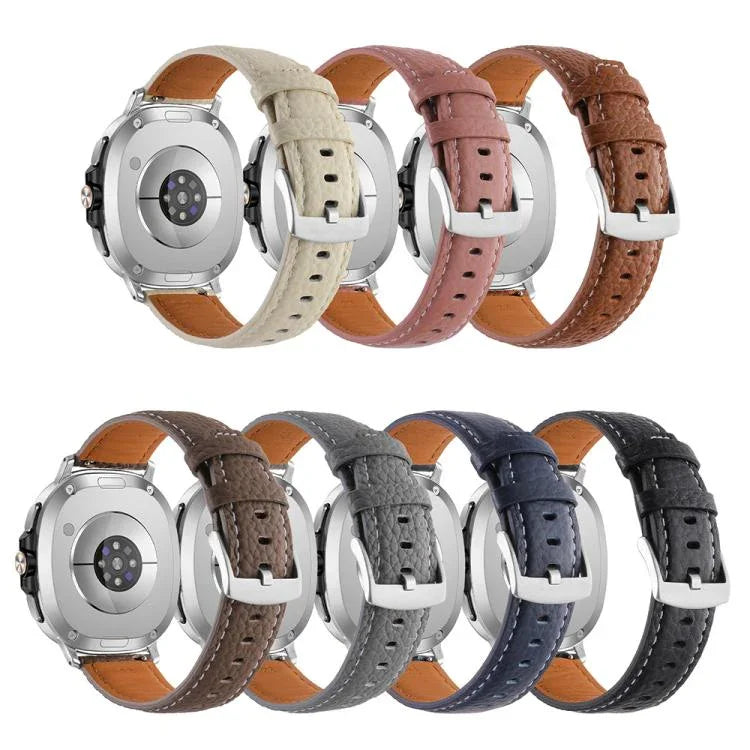 Lychee Texture Genuine Leather Watch Band, For Samsung Galaxy Watch8 / Watch8 Classic