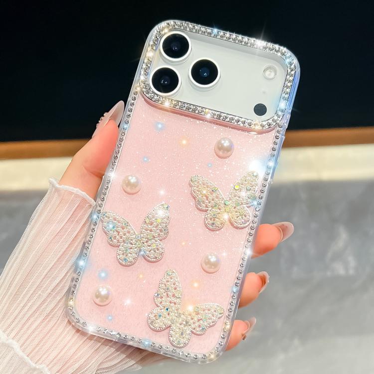 Diamant Glitzer Perle Schmetterling Vier-Ecken Stoßfeste Handyhülle, Für iPhone 17 Pro Max, Für iPhone 17 Pro, Für iPhone 17, Für iPhone Air, Für iPhone 16 Pro Max, Für iPhone 16 Pro, Für iPhone 16 Plus, Für iPhone 16