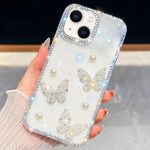 Diamantglitzer Perlen Schmetterling Vier-Ecken Stoßfeste Handyhülle, für iPhone 13