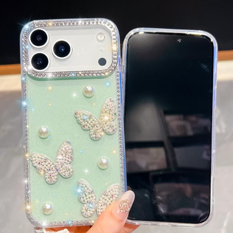 Diamantglitzer Perlen Schmetterling Vier-Ecken Stoßfeste Handyhülle, für iPhone 13