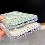 Diamantglitzer Perlen Schmetterling Vier-Ecken Stoßfeste Handyhülle, für iPhone 13