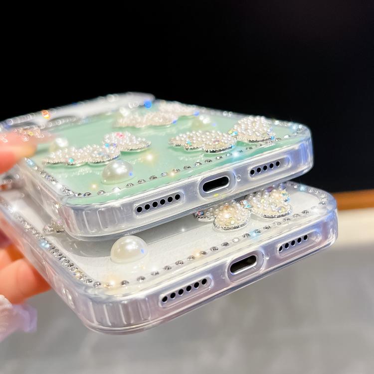 Diamantglitzer Perlen Schmetterling Vier-Ecken Stoßfeste Handyhülle, für iPhone 13