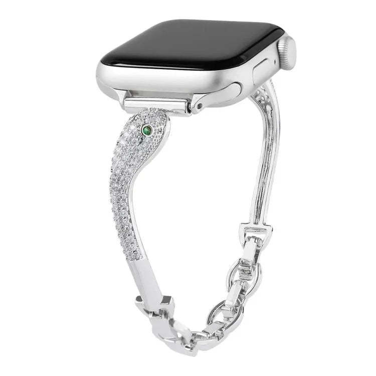 Kupferbesetztes Schlangenkopf-Armband mit Zirkonia-Einlage, für Apple Watch 46 mm / 49 mm / 45 mm / 44 mm, für Apple Watch 42 mm / 41 mm / 40 mm / 38 mm