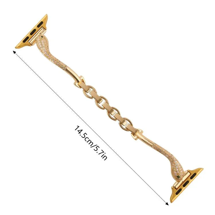 Kupferbesetztes Schlangenkopf-Armband mit Zirkonia-Einlage, für Apple Watch 46 mm / 49 mm / 45 mm / 44 mm, für Apple Watch 42 mm / 41 mm / 40 mm / 38 mm
