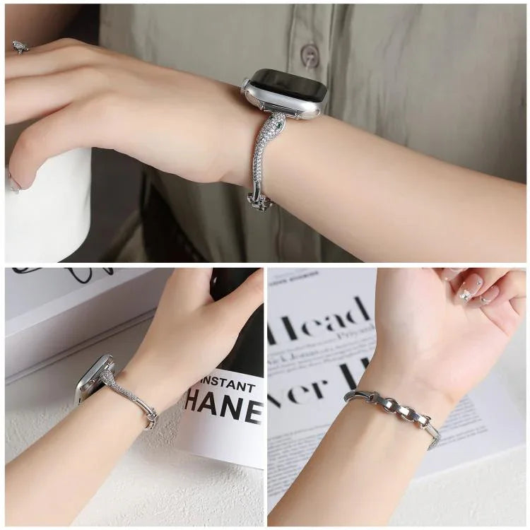 Kupferbesetztes Schlangenkopf-Armband mit Zirkonia-Einlage, für Apple Watch 46 mm / 49 mm / 45 mm / 44 mm, für Apple Watch 42 mm / 41 mm / 40 mm / 38 mm