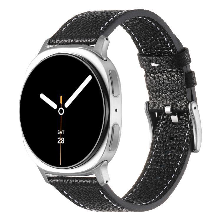 Doppelseitiges Uhrenarmband aus Leder mit Litschi-Textur, für Samsung Galaxy Watch8 / Watch8 Classic