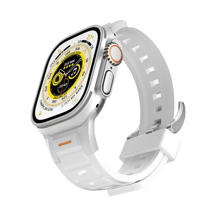 Pioneer Armband aus farbigem Silikon mit Metallgelenk, passend für Apple Watch 46 mm / 49 mm / 45 mm / 44 mm und 42 mm / 41 mm / 40 mm / 38 mm