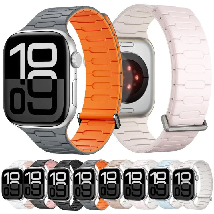 Magnetisches Silikon-Armband in I-Form, für Apple Watch 46 mm / 49 mm / 45 mm / 44 mm, für Apple Watch 42 mm / 41 mm / 40 mm / 38 mm